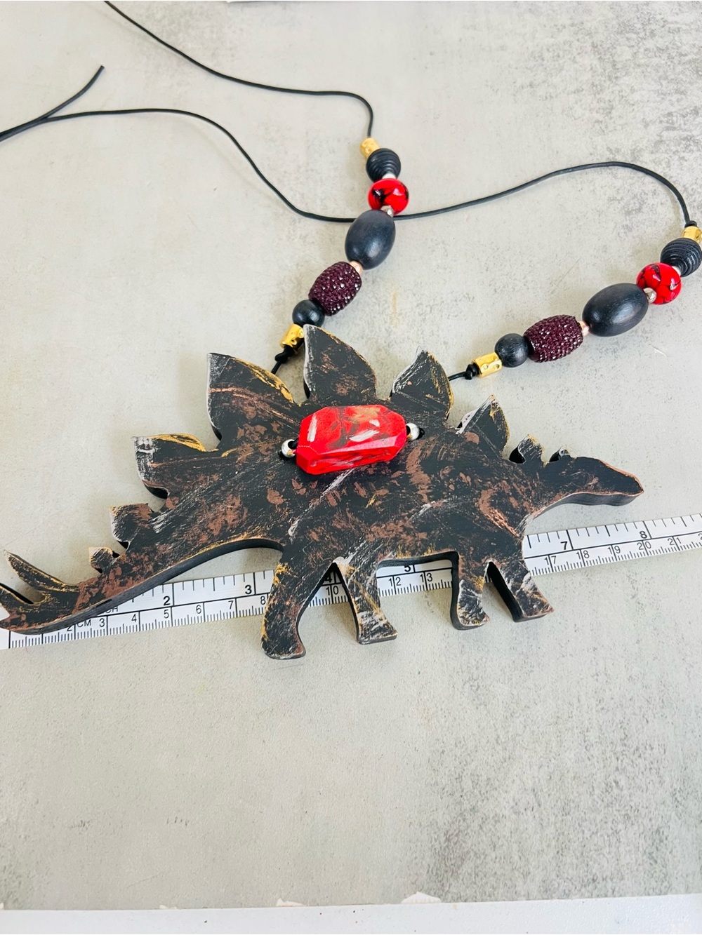 The Tipsy Trex Original Dinosaur XL Stegosaurus Pendant necklace by Lain - Picture 12 of 16